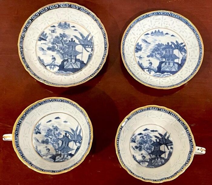 19th century blue and white nanking rice grain cups and saucers qianlong marked a pair 1525