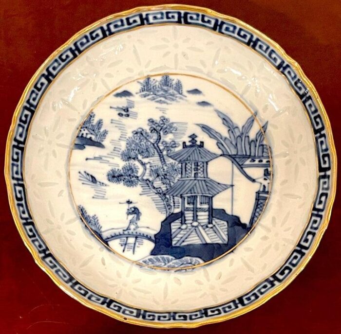 19th century blue and white nanking rice grain cups and saucers qianlong marked a pair 1850