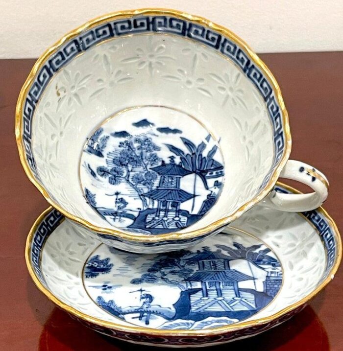 19th century blue and white nanking rice grain cups and saucers qianlong marked a pair 4651