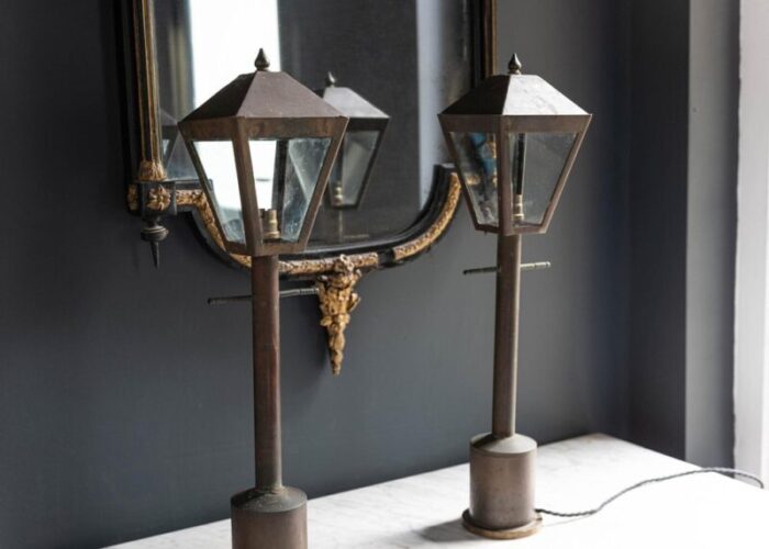 19th century english brass pillar lanterns 1890s set of 2 3