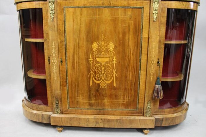 19th century figured walnut credenza 1860s 8029