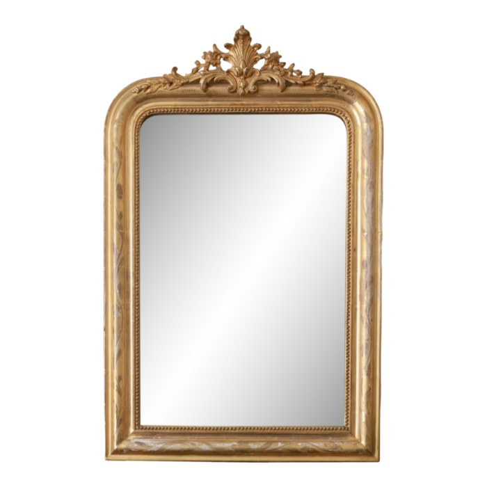 19th century french louis philippe giltwood wall mirror with crest 2998