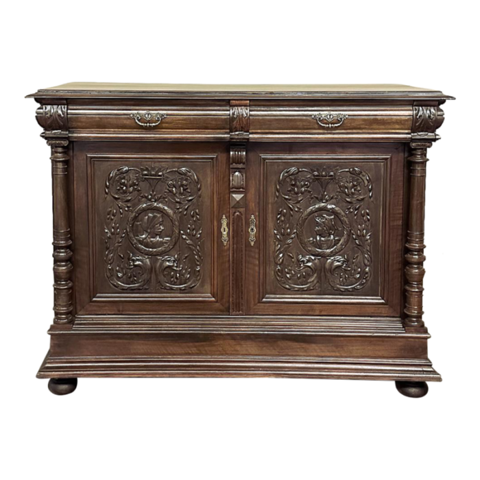 19th century french walnut henri ii buffet 0899