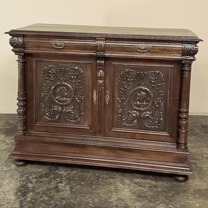 19th century french walnut henri ii buffet 4072