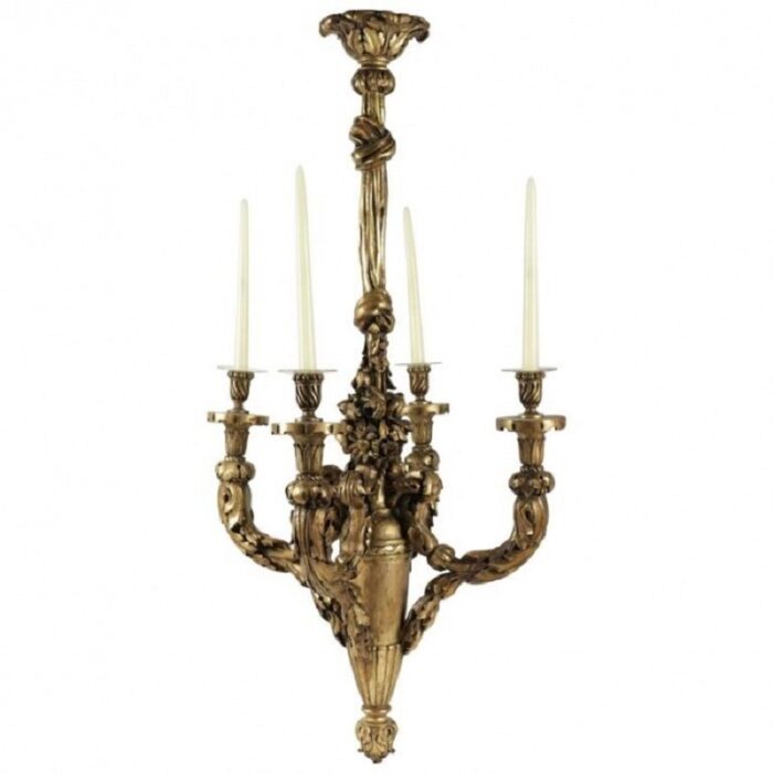 19th century hand carved gilt wood chandelier 1