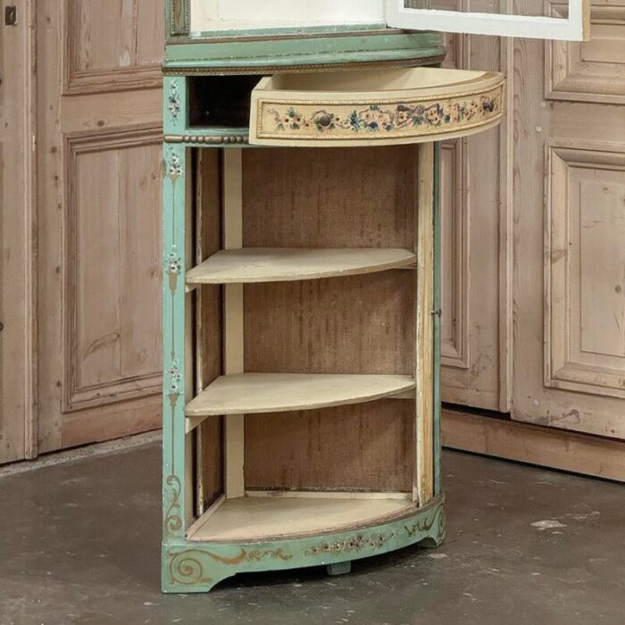 19th century italian neoclassical painted corner cabinet vitrine 2771