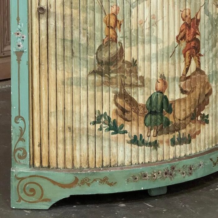 19th century italian neoclassical painted corner cabinet vitrine 6598