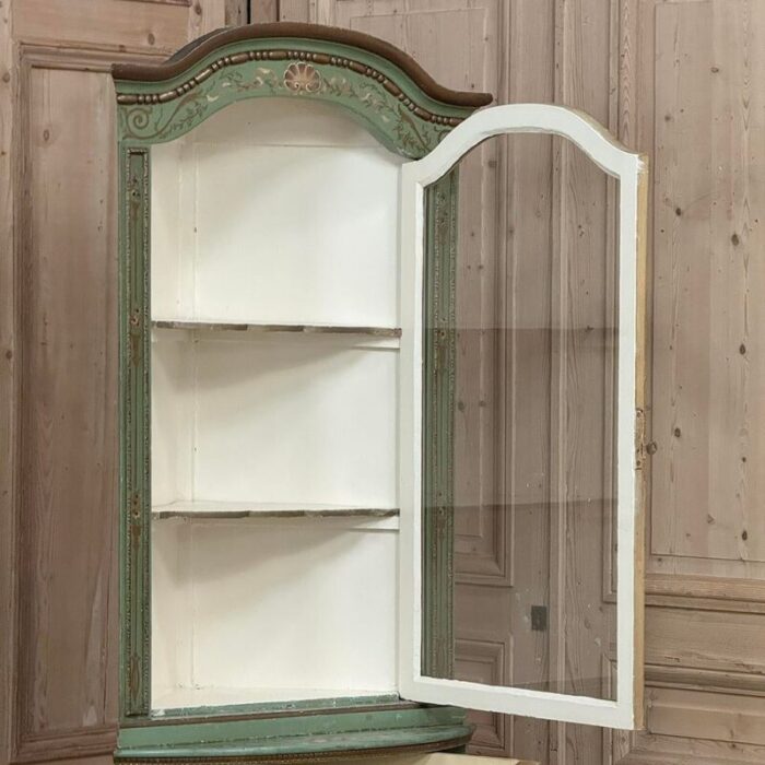 19th century italian neoclassical painted corner cabinet vitrine 8876