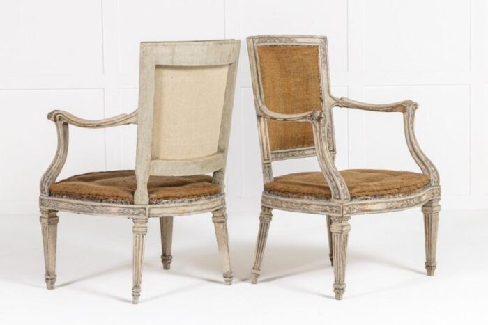 19th century italian painted armchairs set of 2 0843