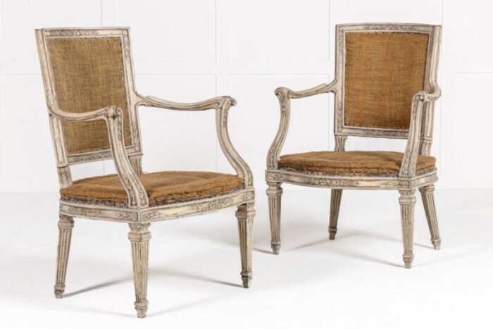 19th century italian painted armchairs set of 2 5350