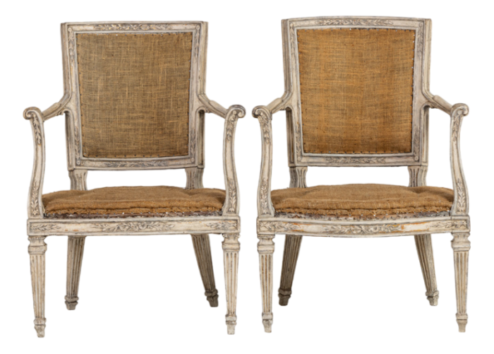 19th century italian painted armchairs set of 2 6089