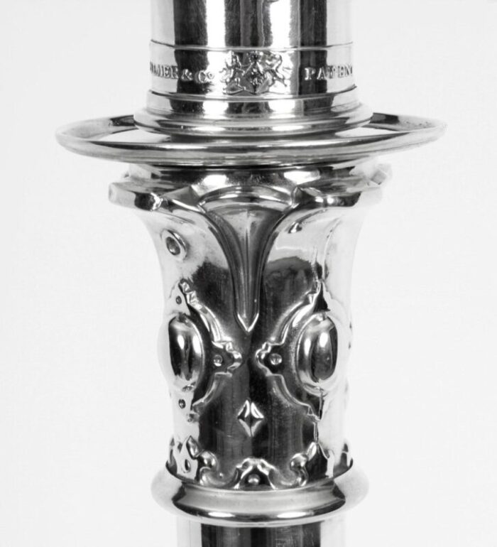 19th century large silver plated table lamp from palmer co 4