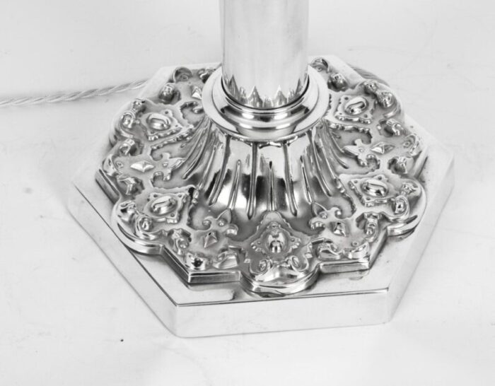 19th century large silver plated table lamp from palmer co 9