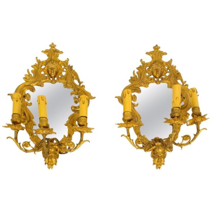 19th century ormolu wall lights set of 2 1