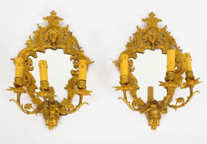 19th century ormolu wall lights set of 2 9