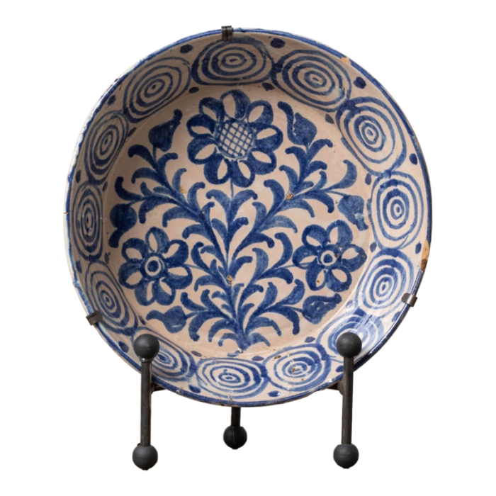 19th century spanish blue and white fajalauza lebrillo bowl from granada 5074