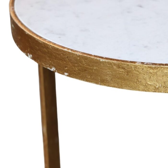 19th century table with antique gold base and white marble top large 4019