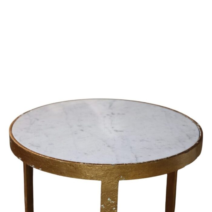 19th century table with antique gold base and white marble top large 4428