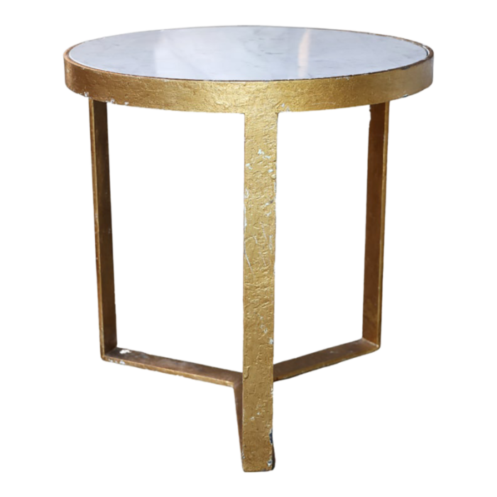 19th century table with antique gold base and white marble top large 8090