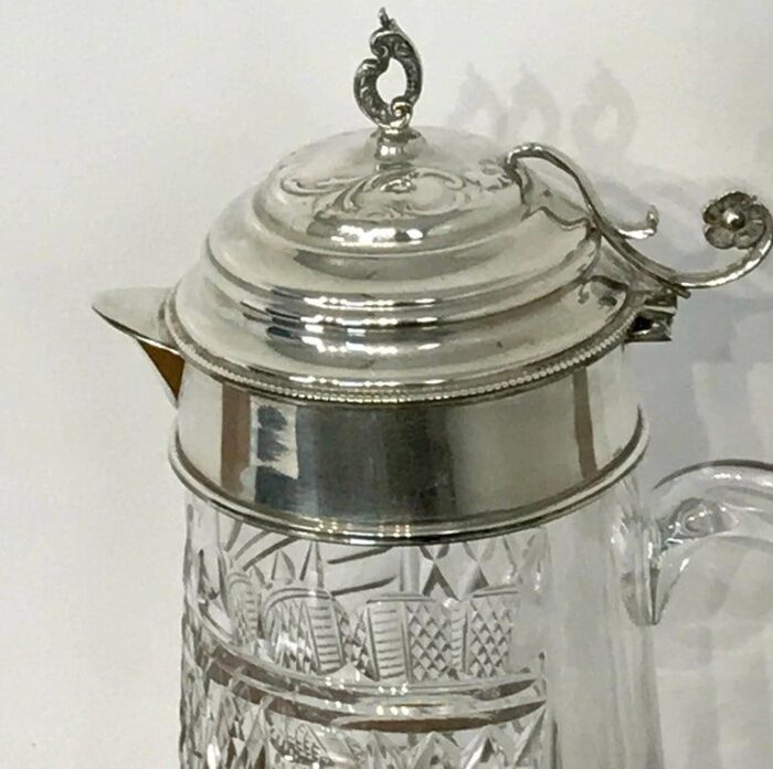 20th century sterling mounted cut glass claret jug 6170