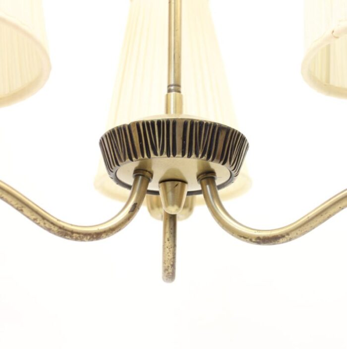 3 light brass ceiling lamp by sonja katzin 1950s 8