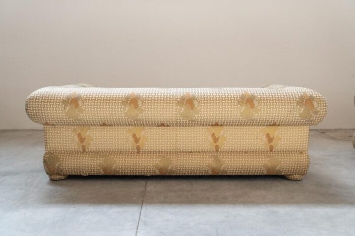 3 seater sofa and silk armchair by tommaso barbi 1970s set of 2 1537