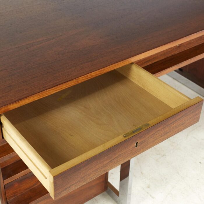 Bodil Kjaer Mid Century Rosewood and Chrome Desk 10 master