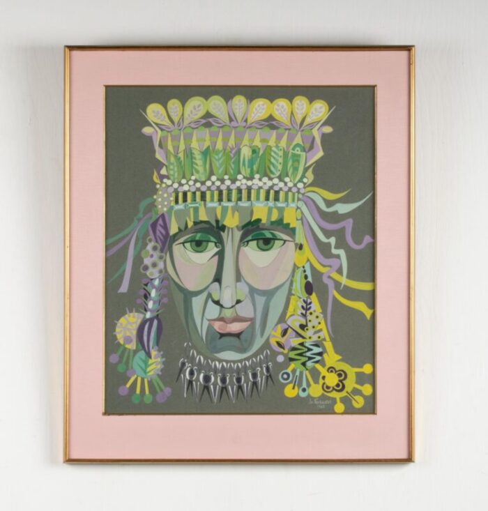 VERBESTEL Josette Gouache pastel Portrait Psycedelic 02 master