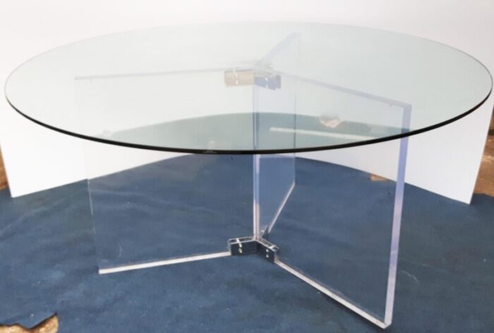 XL Lucite and Glass Round Dining Table 2 master