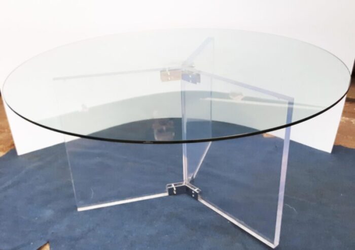 XL Lucite and Glass Round Dining Table 3 master