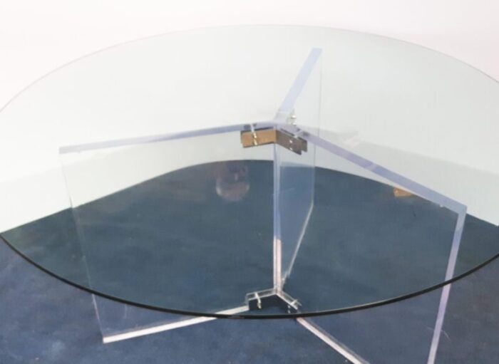 XL Lucite and Glass Round Dining Table 5 master