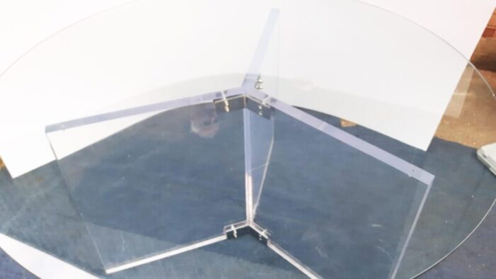 XL Lucite and Glass Round Dining Table 6 master