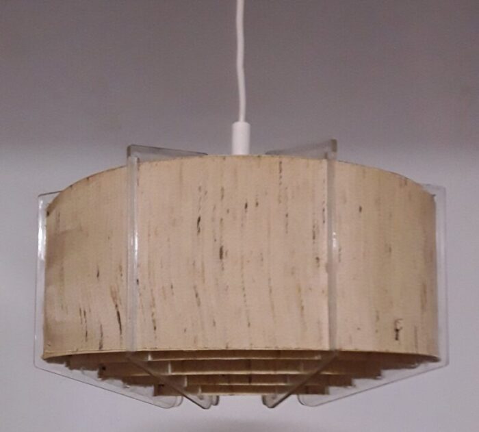 acrylic glass and plastic coated slats ceiling lamp 1970s 3