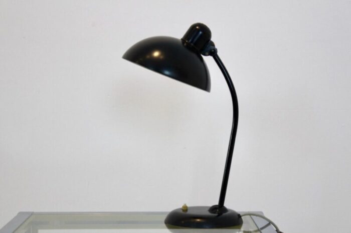 adjustable black steel table lamp attributed to christian dell for kaiser idell 1930s 4898