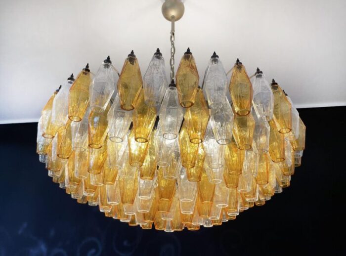 amber and clear poliedri murano glass ceiling light 1990s 9966