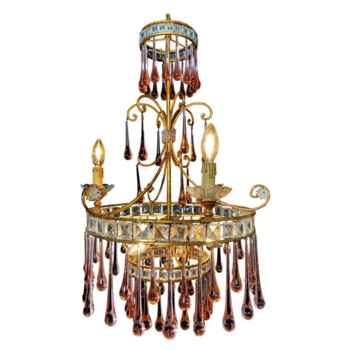 ambra drops glass chandelier 1950s 1