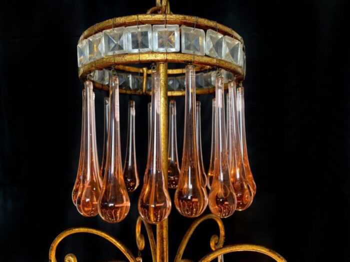 ambra drops glass chandelier 1950s 12