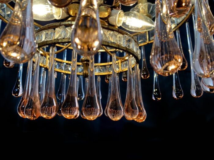 ambra drops glass chandelier 1950s 16