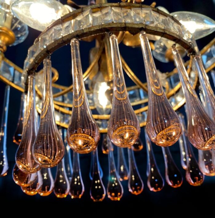 ambra drops glass chandelier 1950s 17