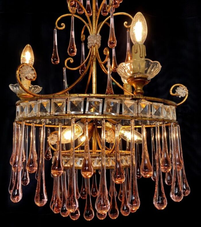 ambra drops glass chandelier 1950s 5