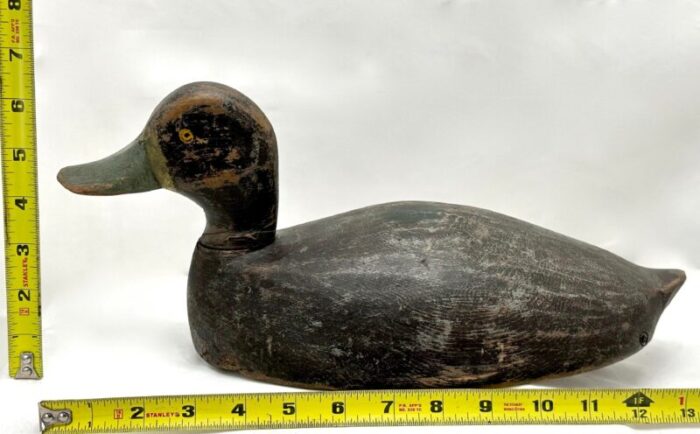 antique american hand carved and painted wood duck hunters working decoy from maine circa early 1900s 5780