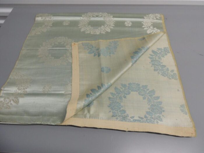 antique celadon green silk woven textile 6728