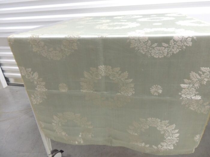 antique celadon green silk woven textile 9640