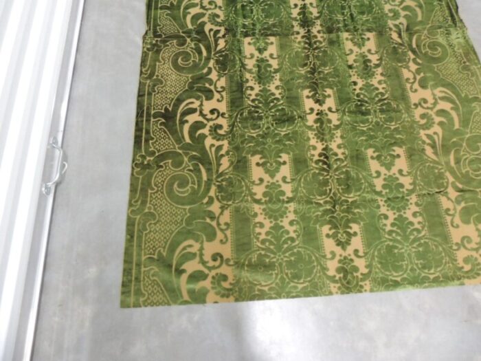 antique emerald green silk velvet gaufrage textile panel 0184