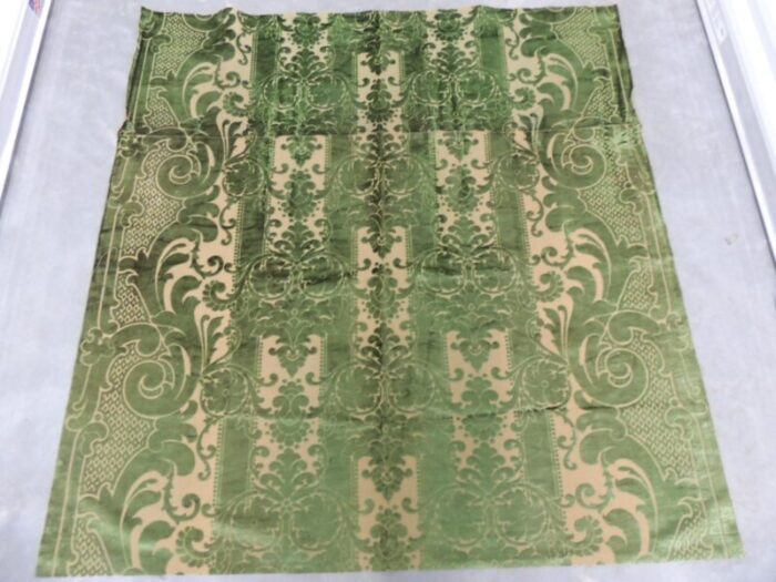 antique emerald green silk velvet gaufrage textile panel 7840