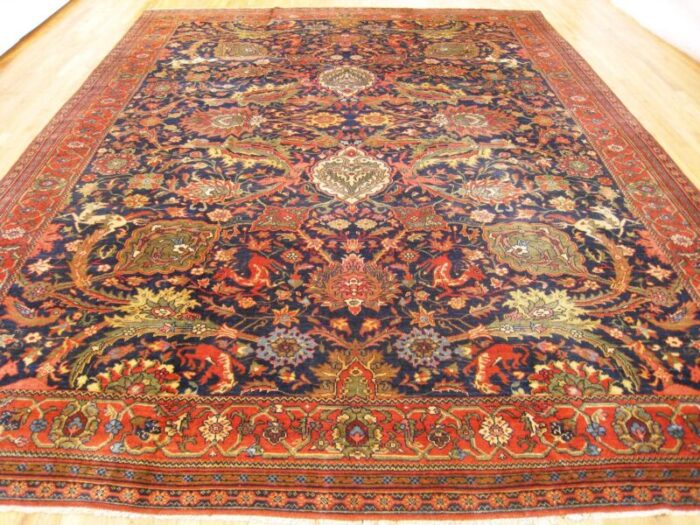 antique ferahan oriental rug in room size with palmettes 2997