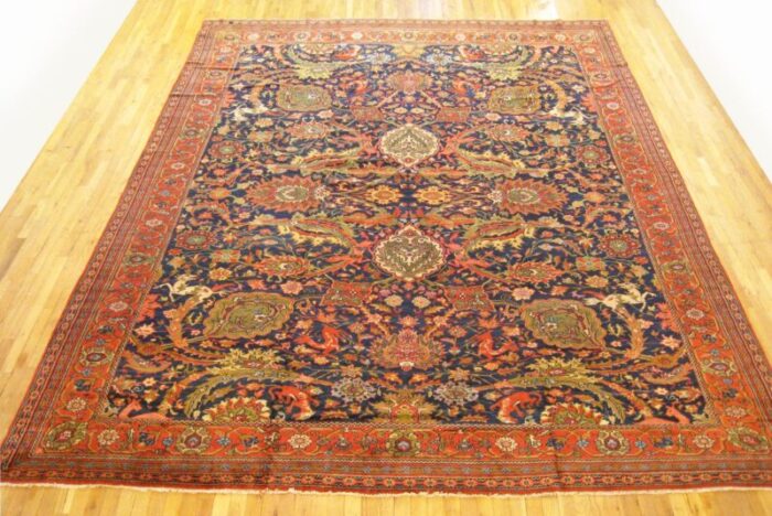 antique ferahan oriental rug in room size with palmettes 5653