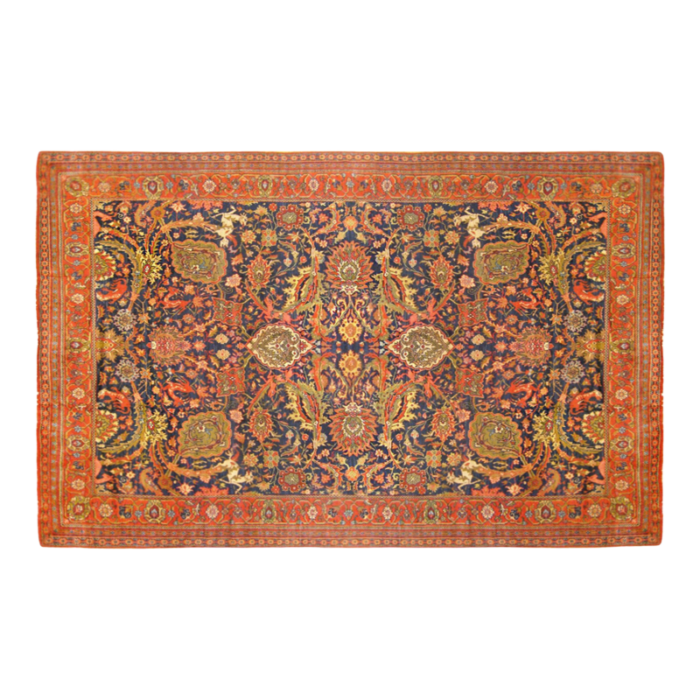 antique ferahan oriental rug in room size with palmettes 5882