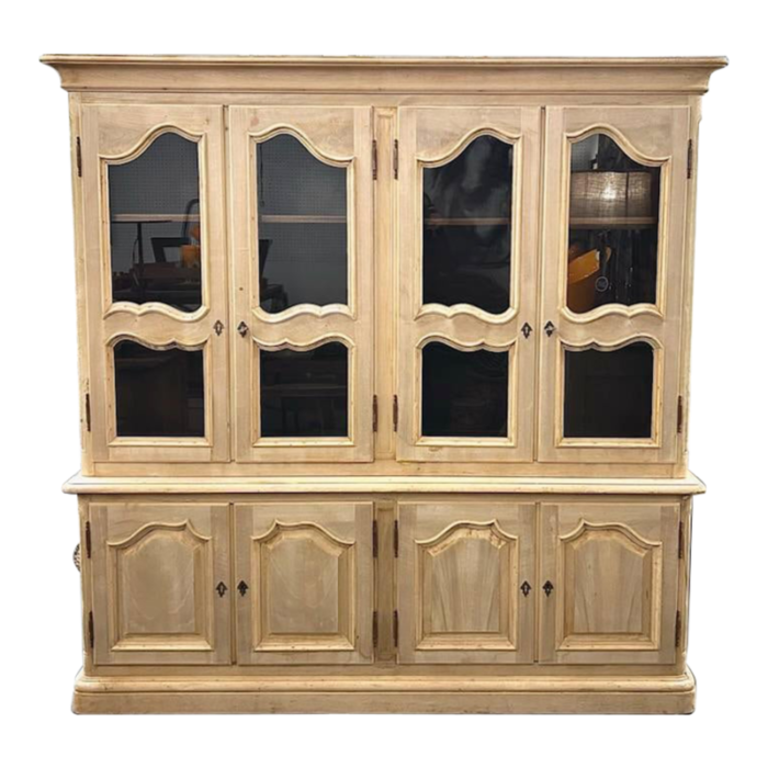 antique french bleached glass cabinet 9057