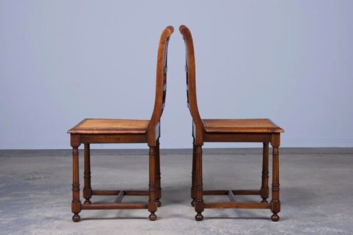 antique french henry ii style walnut dining chairs w cane seats set of 6 0099